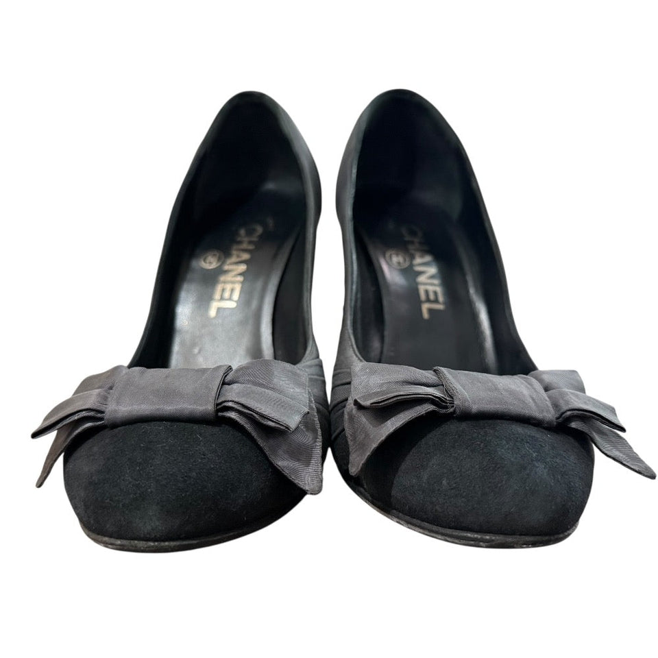 Chanel Suede Ribbon Pumps