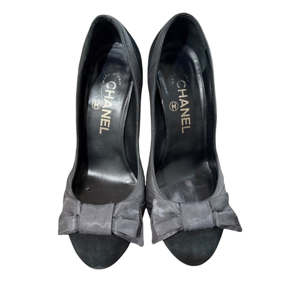 Chanel Suede Ribbon Pumps