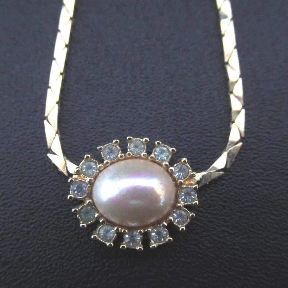 Christian Dior Faux Pearl Rhinestone Necklace