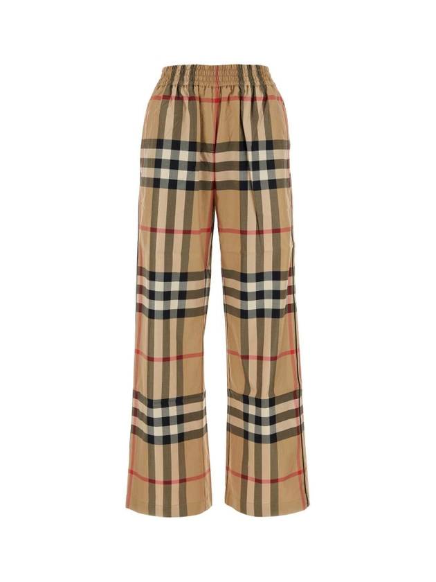 Luxury Burberry Check Cotton Straight Pants Beige