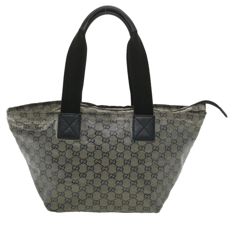 Gucci GG Canvas Hand Bag Coated Canvas Black Silver 131230 37397