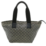 Gucci GG Canvas Hand Bag Coated Canvas Black Silver 131230 37397