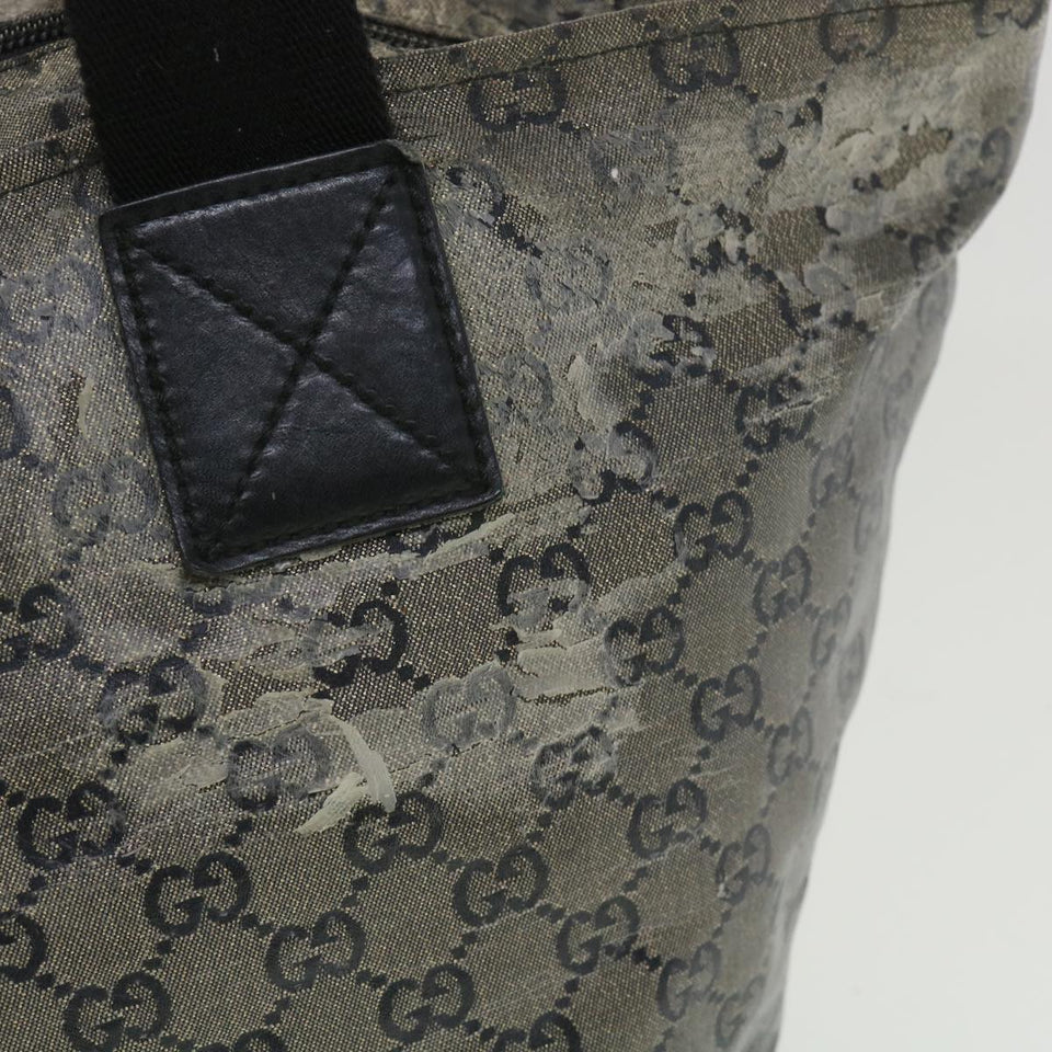 Gucci GG Canvas Hand Bag Coated Canvas Black Silver 131230 37397