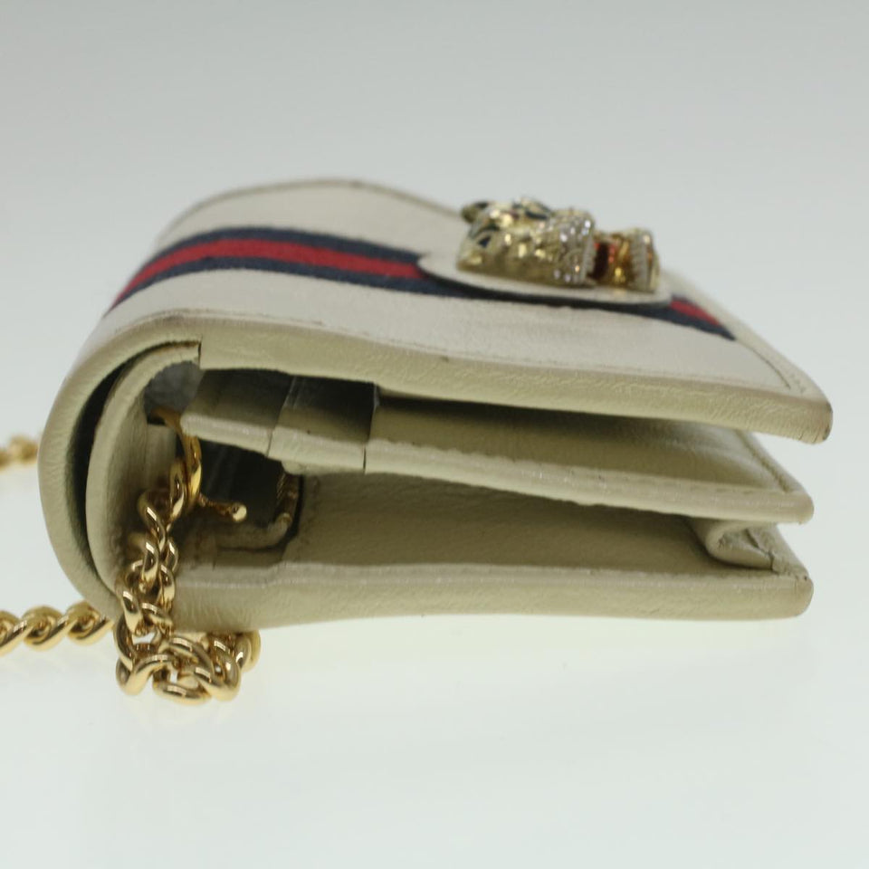 Gucci Sherry Line Chain wallet Bifold Wallet Leather Red Navy 573790 37675
