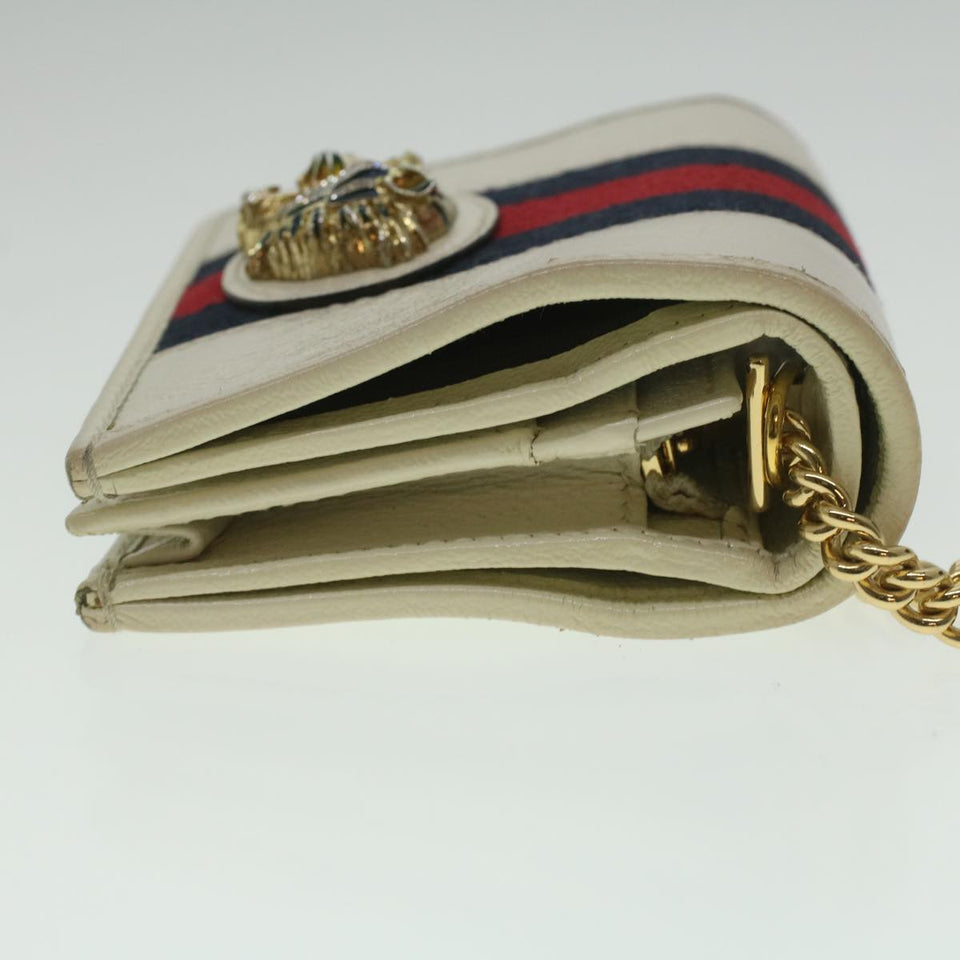 Gucci Sherry Line Chain wallet Bifold Wallet Leather Red Navy 573790 37675