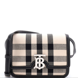 Burberry TB Flap Small Check Canvas Bag in Black – Bags Junction