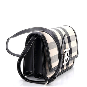 Burberry TB Flap Small Check Canvas Bag in Black – Bags Junction