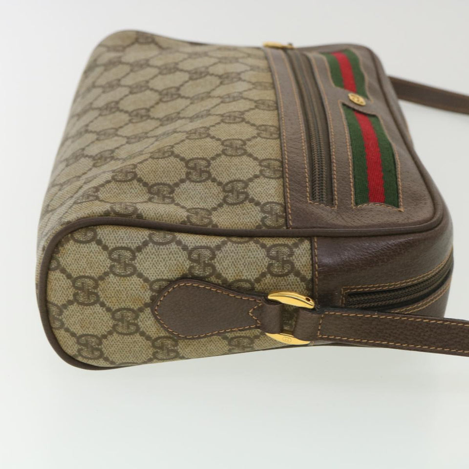 Gucci GG Canvas Web Sherry Line Shoulder Bag Beige Red Green 001.113 37792