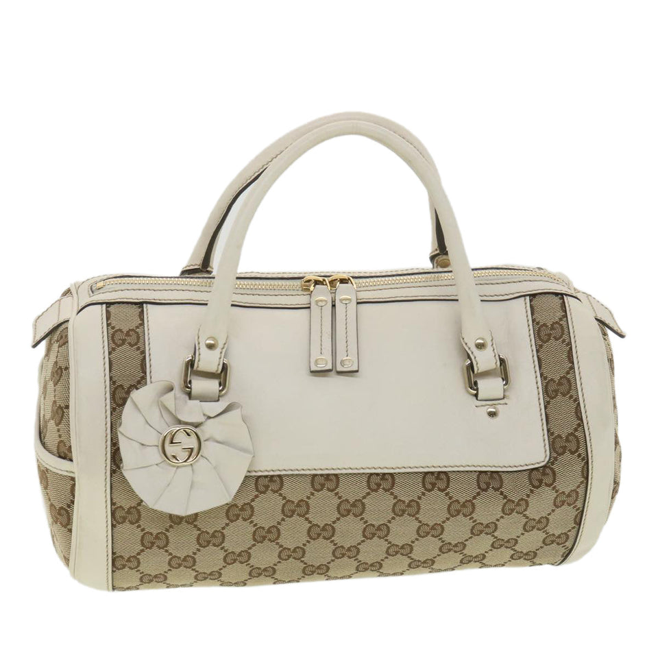 Gucci GG Canvas Hand Bag Beige White 189825 37810