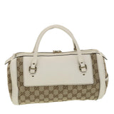 Gucci GG Canvas Hand Bag Beige White 189825 37810