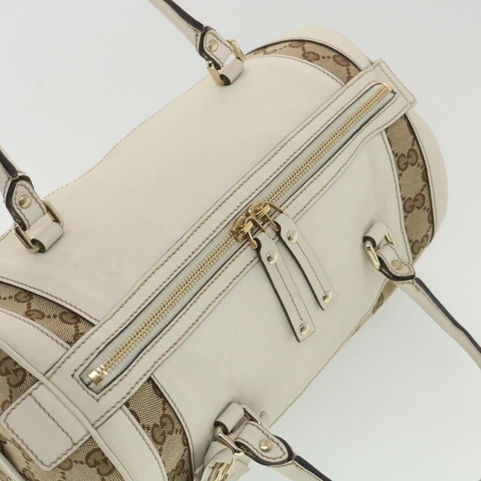 Gucci GG Canvas Hand Bag Beige White 189825 37810