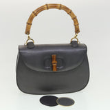 Gucci Bamboo Hand Bag Leather Gray 000.926.0633 37969