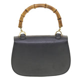 Gucci Bamboo Hand Bag Leather Gray 000.926.0633 37969