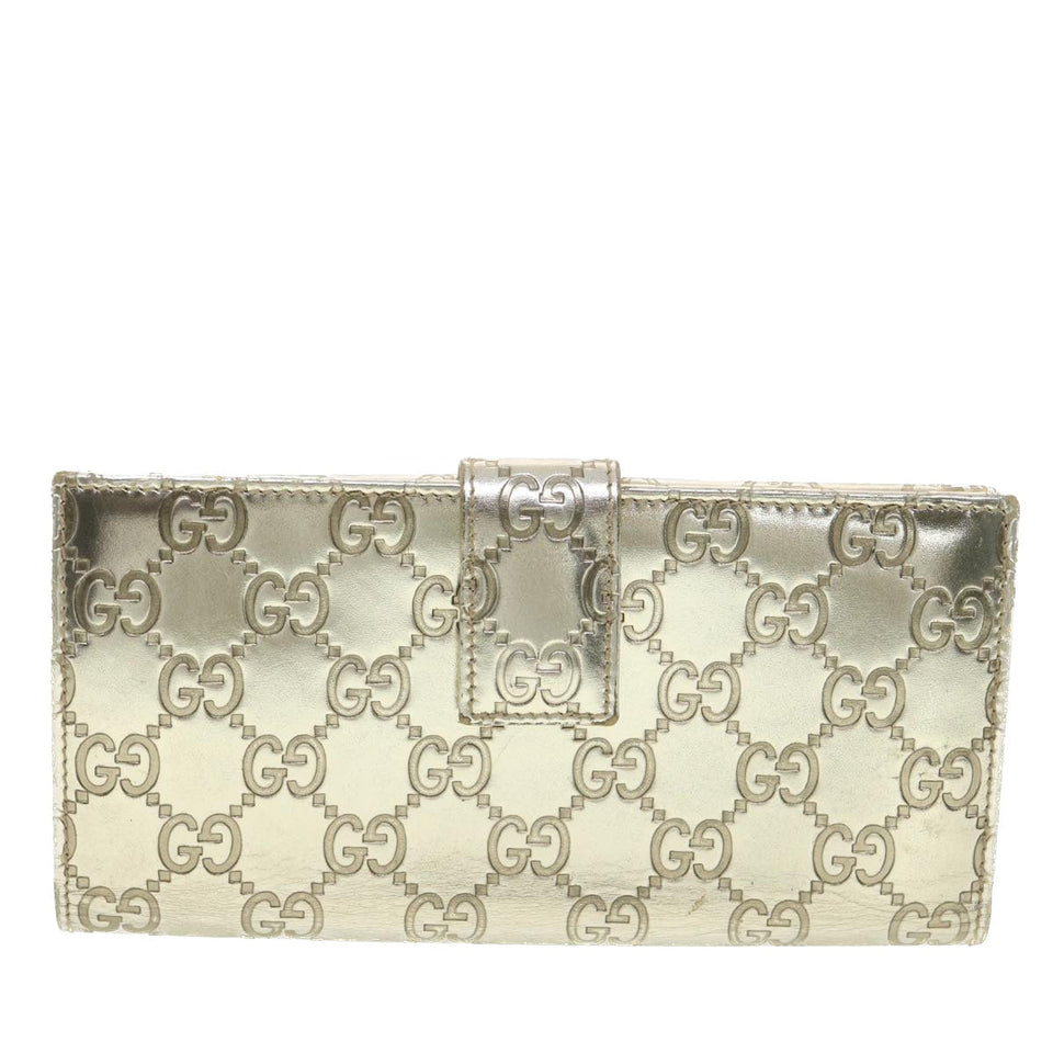 Gucci GG Canvas Guccissima Long Wallet Silver 112715 37982