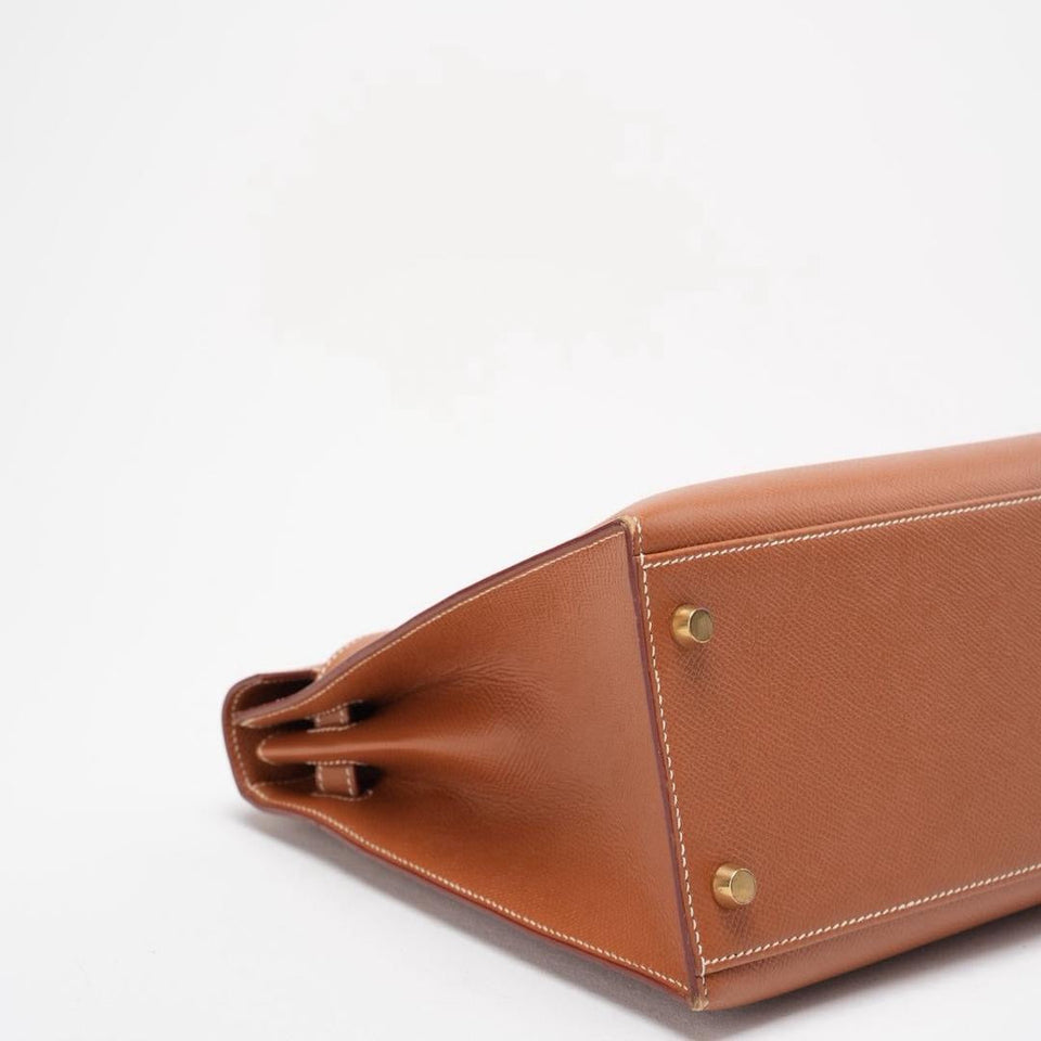 Hermes Vintage Gold Kelly Sellier 32 Epsom D Square 2000