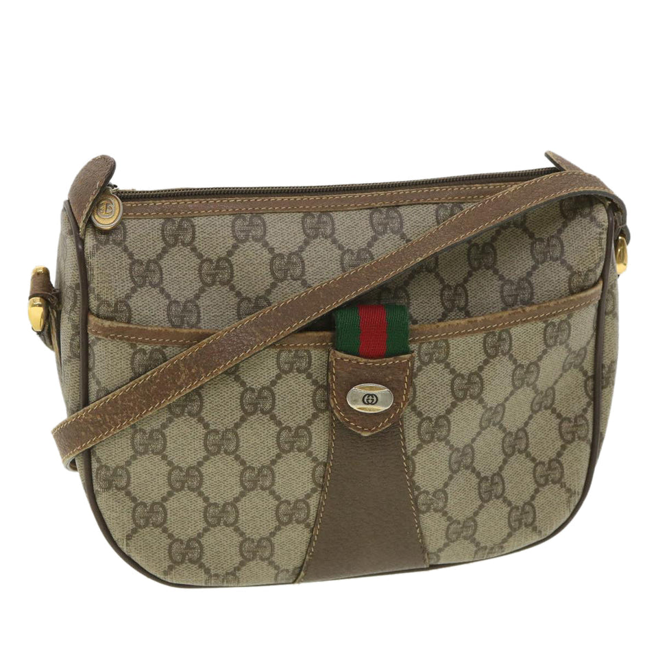 Gucci GG Canvas Web Sherry Line Shoulder Bag Beige Red Green 38014