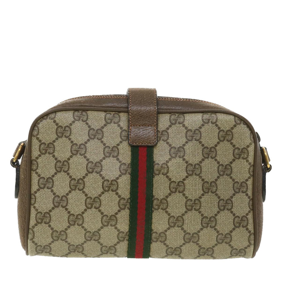 Gucci GG Canvas Web Sherry Line Shoulder Bag Beige Red 89.02.055 38051