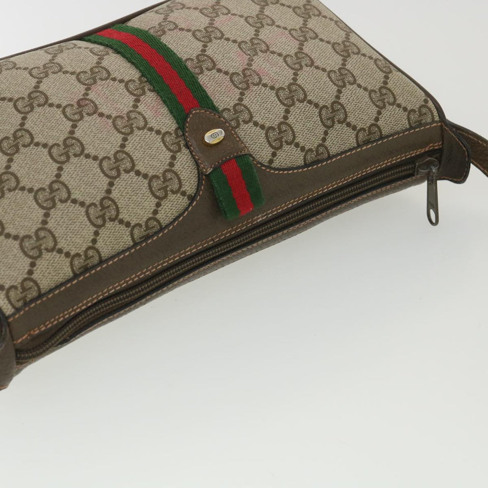 Gucci GG Canvas Web Sherry Line Shoulder Bag Beige Red 89 02 054 38094