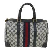 Gucci GG Canvas Sherry Line Boston Bag PVC Leather Gray Red Navy 38098
