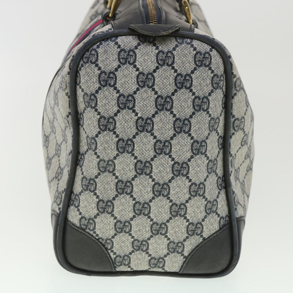 Gucci GG Canvas Sherry Line Boston Bag PVC Leather Gray Red Navy 38098