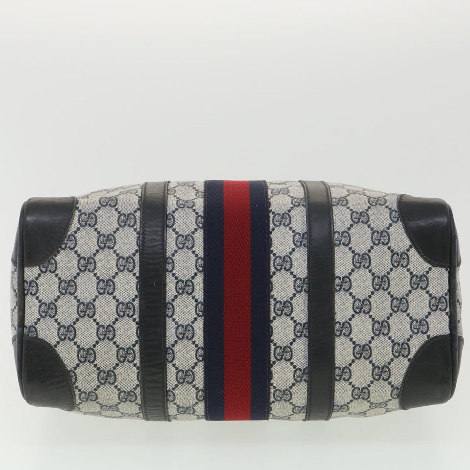 Gucci GG Canvas Sherry Line Boston Bag PVC Leather Gray Red Navy 38098