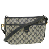 Gucci GG Canvas Shoulder Bag PVC Leather Gray Navy 001 115 6106 38113