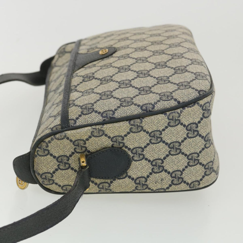 Gucci GG Canvas Shoulder Bag PVC Leather Gray Navy 001 115 6106 38113