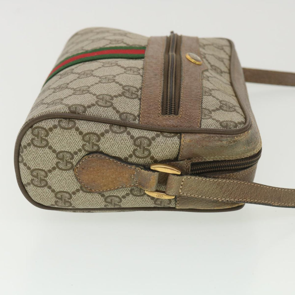 Gucci GG Canvas Web Sherry Line Shoulder Bag Beige Red 98 02 004 38305