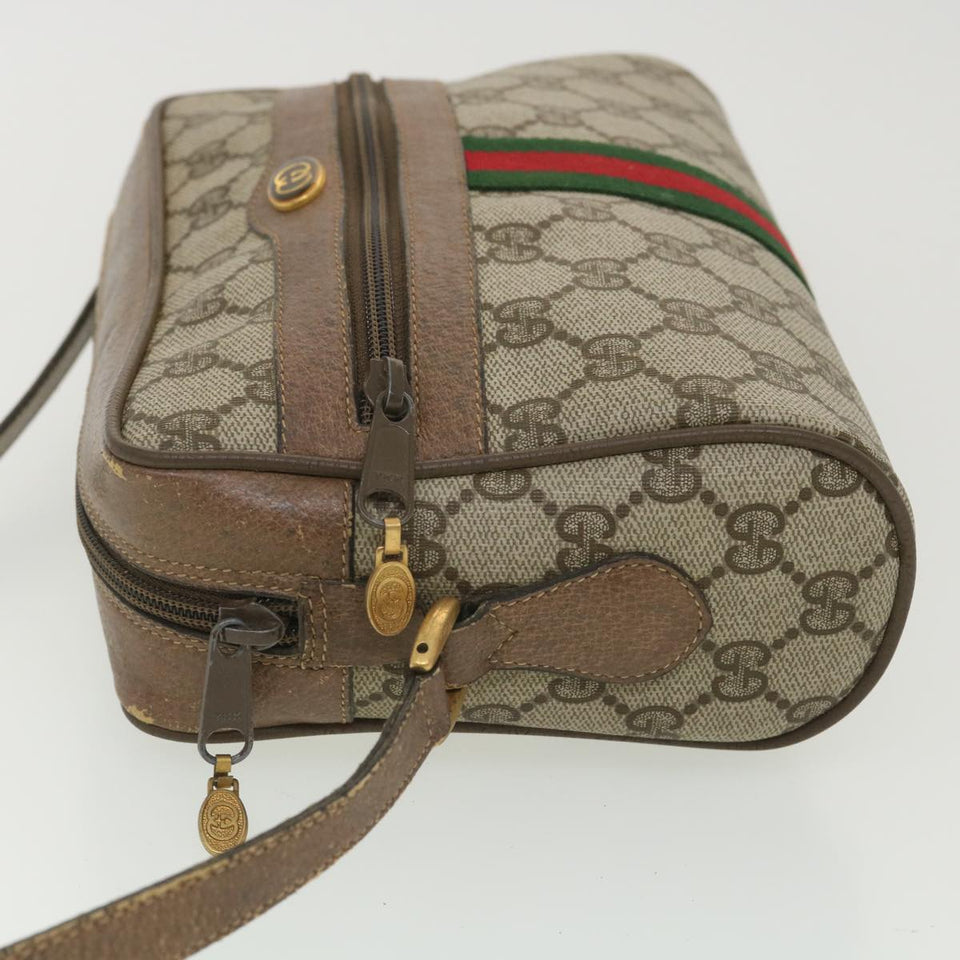 Gucci GG Canvas Web Sherry Line Shoulder Bag Beige Red 98 02 004 38305