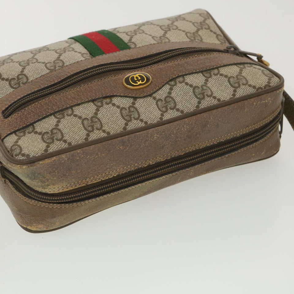 Gucci GG Canvas Web Sherry Line Shoulder Bag Beige Red 98 02 004 38305