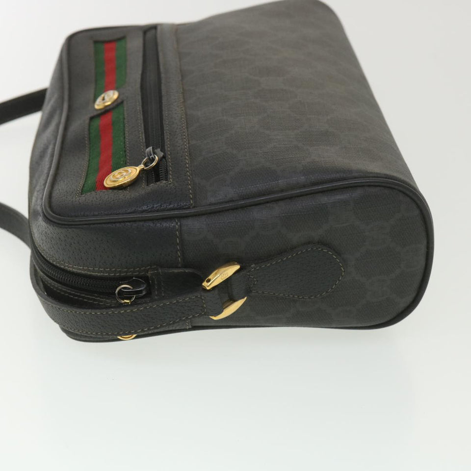 Gucci GG Canvas Web Sherry Line Shoulder Bag Black Red 119.02.088 38314
