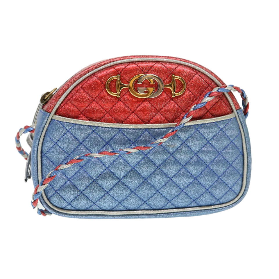Gucci Shoulder Bag Lamb Skin Red Blue 534951 38345