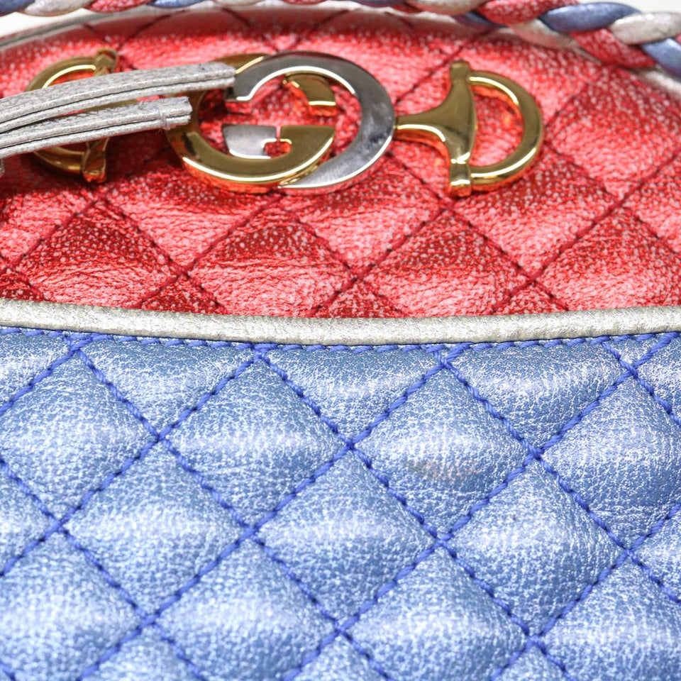 Gucci Shoulder Bag Lamb Skin Red Blue 534951 38345