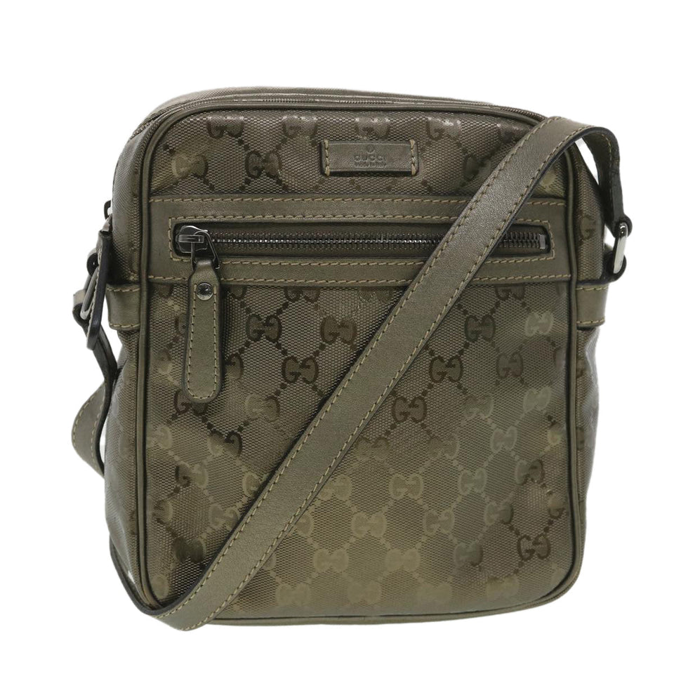 Gucci GG implementation Shoulder Bag PVC Leather Khaki 233268 38378