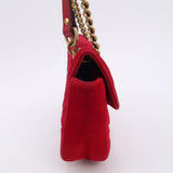Gucci Marmont Mini Flap Red Velvet Handbag