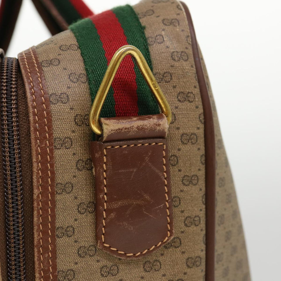 Gucci Web Sherry Line Micro GG Canvas Boston Bag PVC Leather Brown 38417