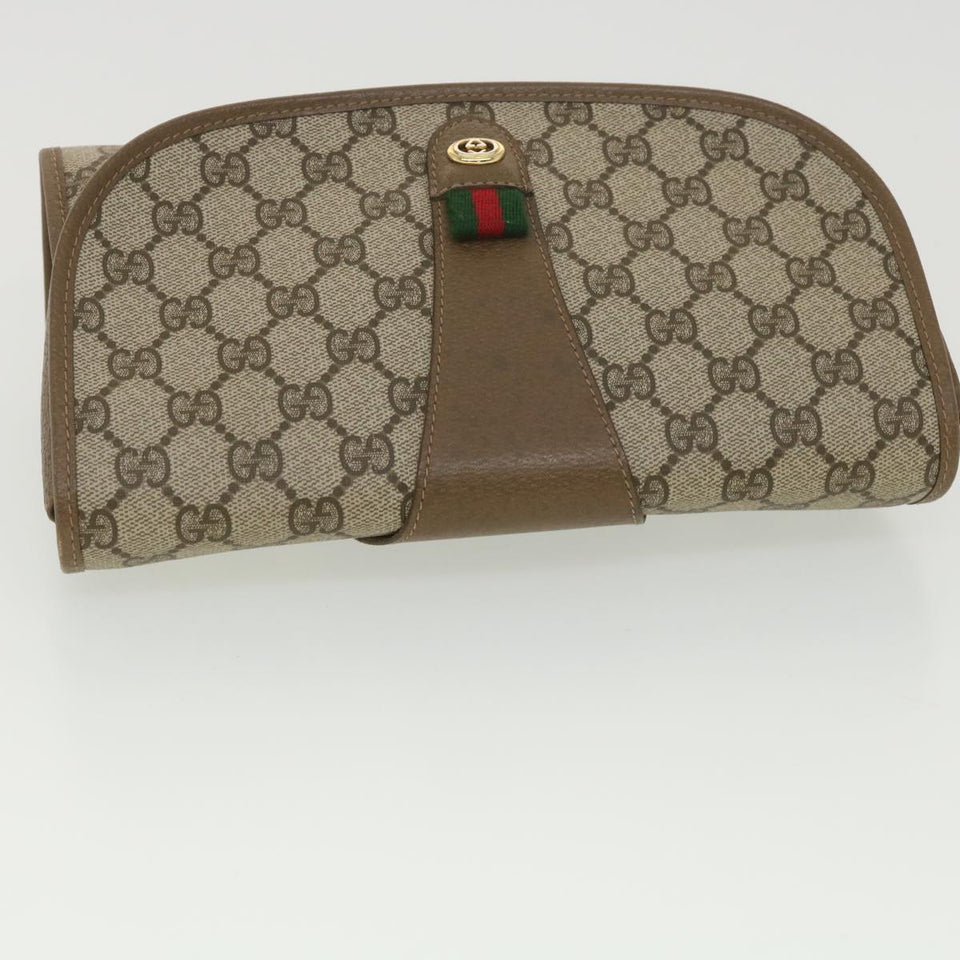 Gucci GG Canvas Web Sherry Line Clutch Bag Beige Red Green 89.01.030 38628