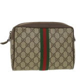 Gucci GG Canvas Web Sherry Line Clutch Bag Beige Red Green 156.01.012 38638
