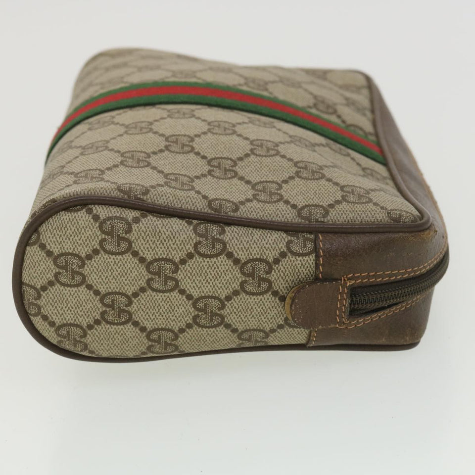 Gucci GG Canvas Web Sherry Line Clutch Bag Beige Red Green 156.01.012 38638