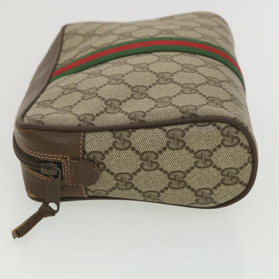 Gucci GG Canvas Web Sherry Line Clutch Bag Beige Red Green 156.01.012 38638