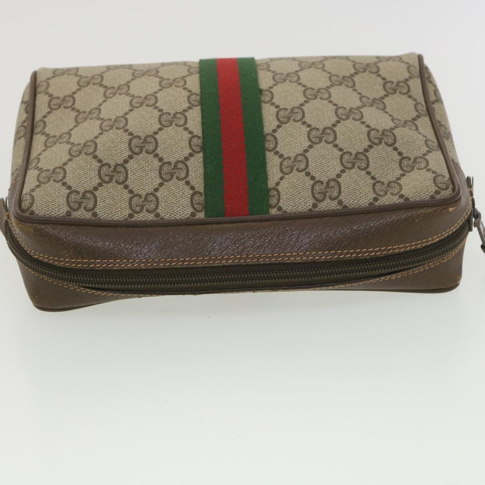 Gucci GG Canvas Web Sherry Line Clutch Bag Beige Red Green 156.01.012 38638
