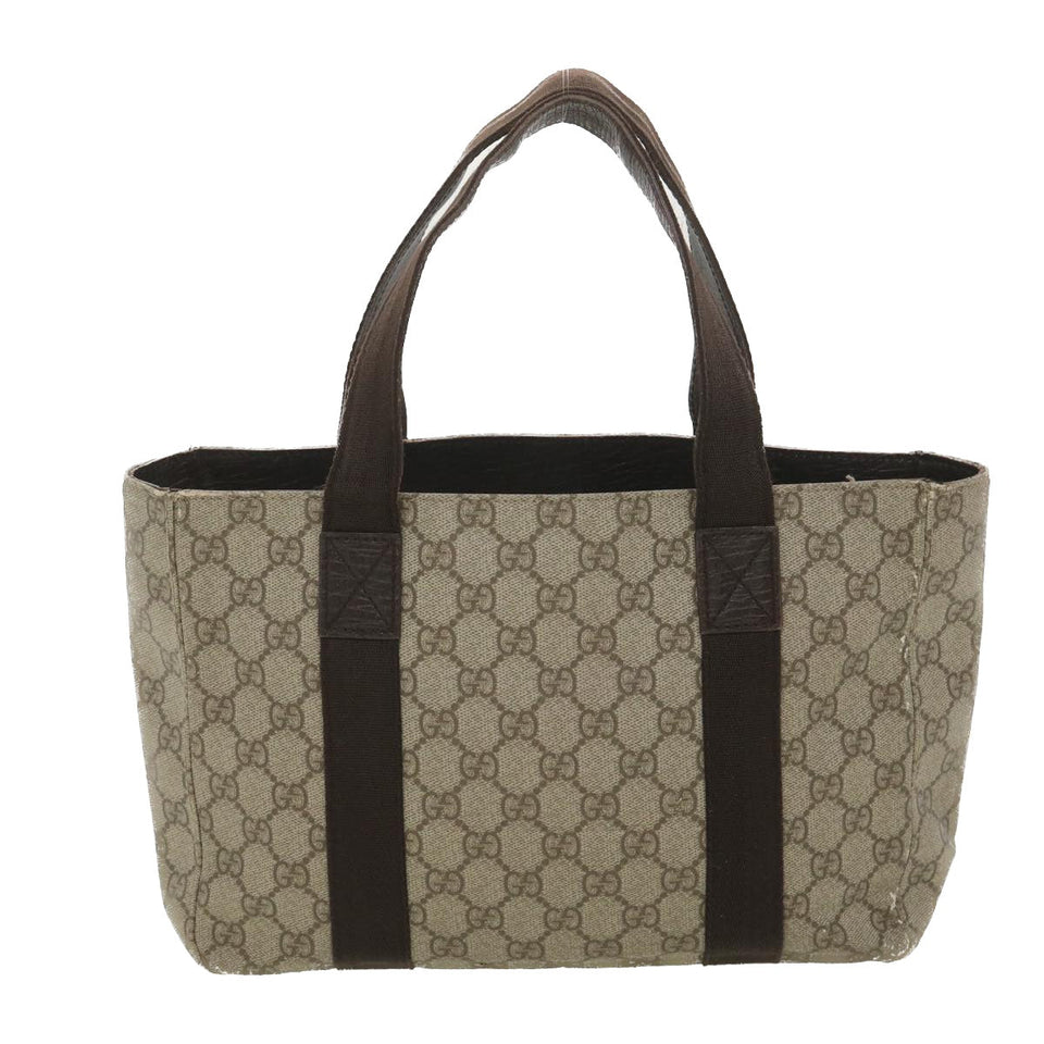 Gucci GG Canvas Hand Bag PVC Leather Beige 141976 38817