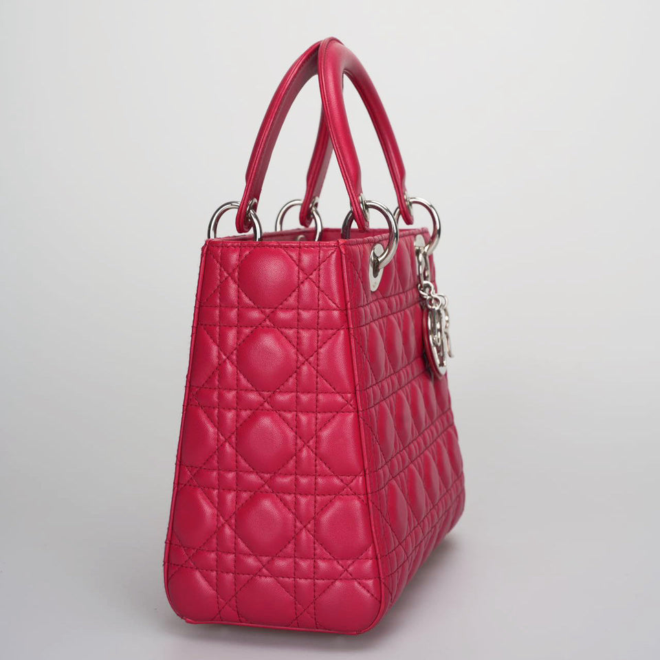 Christian Dior Lady Dior Bag Medium Red Cannage Lambskin Handbag