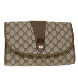 Gucci Web Sherry Line GG Canvas Clutch Bag PVC Leather Beige Green 39026