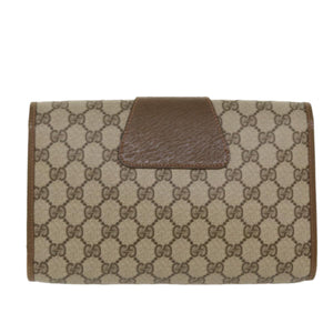 Gucci Web Sherry Line GG Canvas Clutch Bag PVC Leather Beige Green 39026