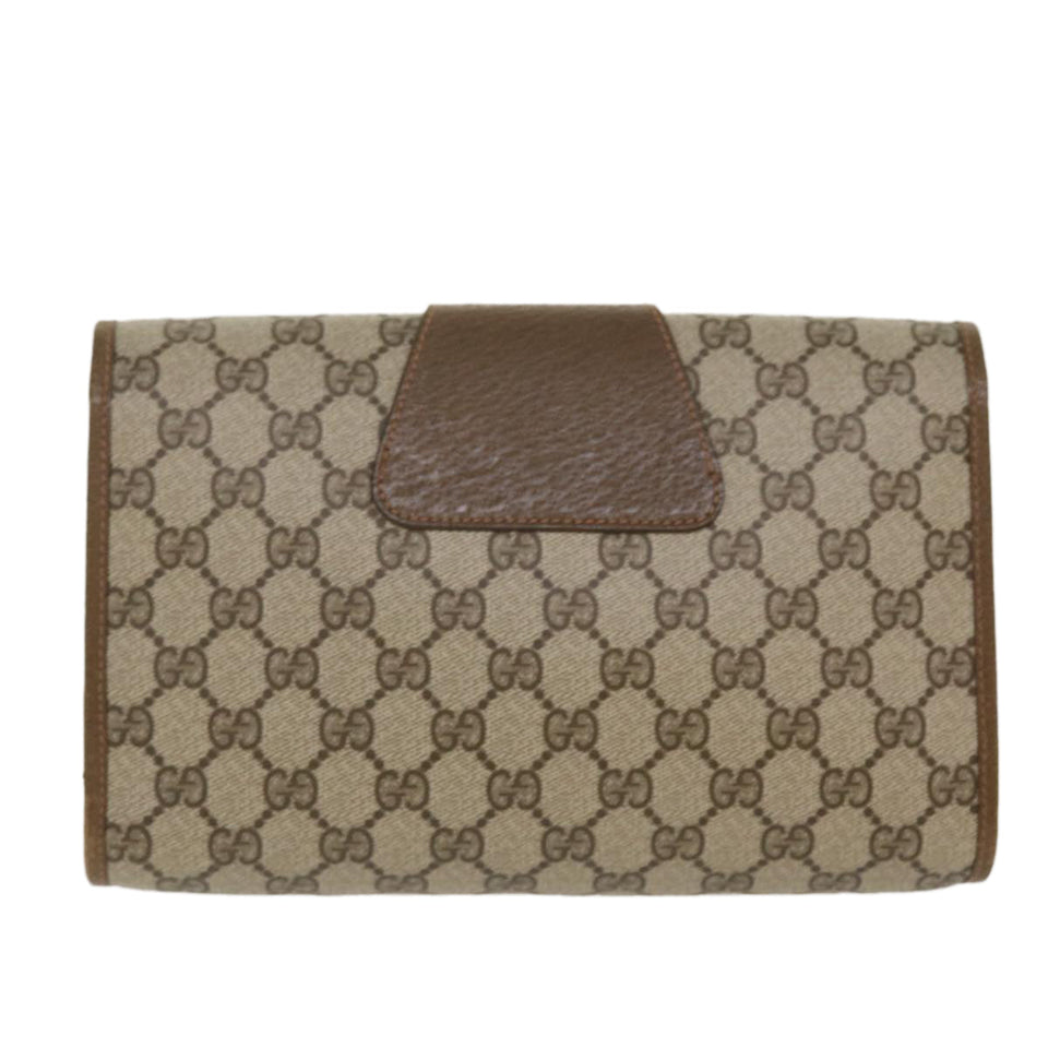 Gucci Web Sherry Line GG Canvas Clutch Bag PVC Leather Beige Green 39026