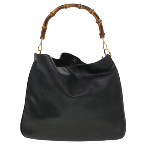 Gucci Bamboo Shoulder Bag Leather 2way Black 001 1014 1577 39136