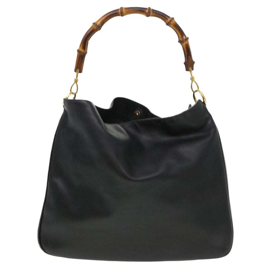 Gucci Bamboo Shoulder Bag Leather 2way Black 001 1014 1577 39136