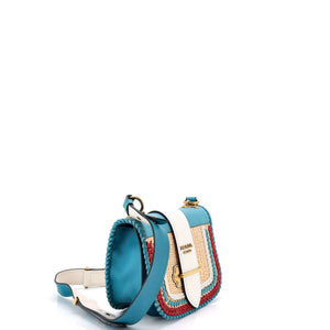 Prada Cahier Rounded Crossbody Bag Leather and Straw Small