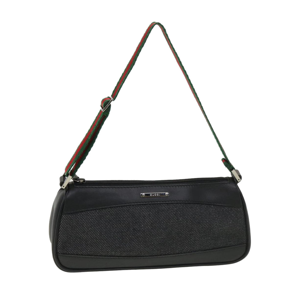 Gucci Web Sherry Line Accessory Pouch Canvas Black Green Red 92820 39216